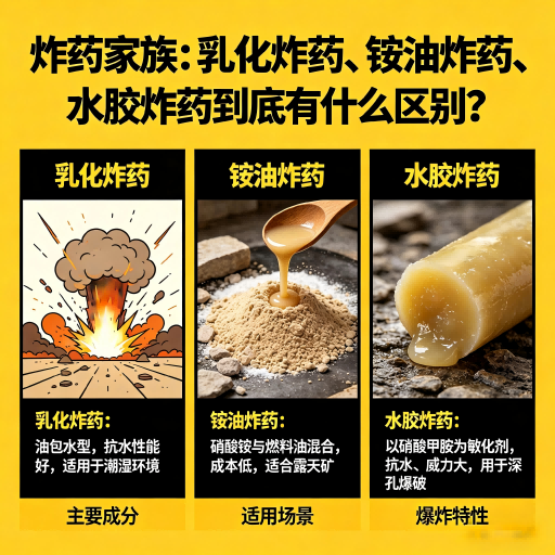 古浪炸药家族：乳化炸药、铵油炸药、水胶炸药到底有什么区别？